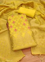 Chanderi Banarasi Yellow Festival Wear Weaving Dress Material
